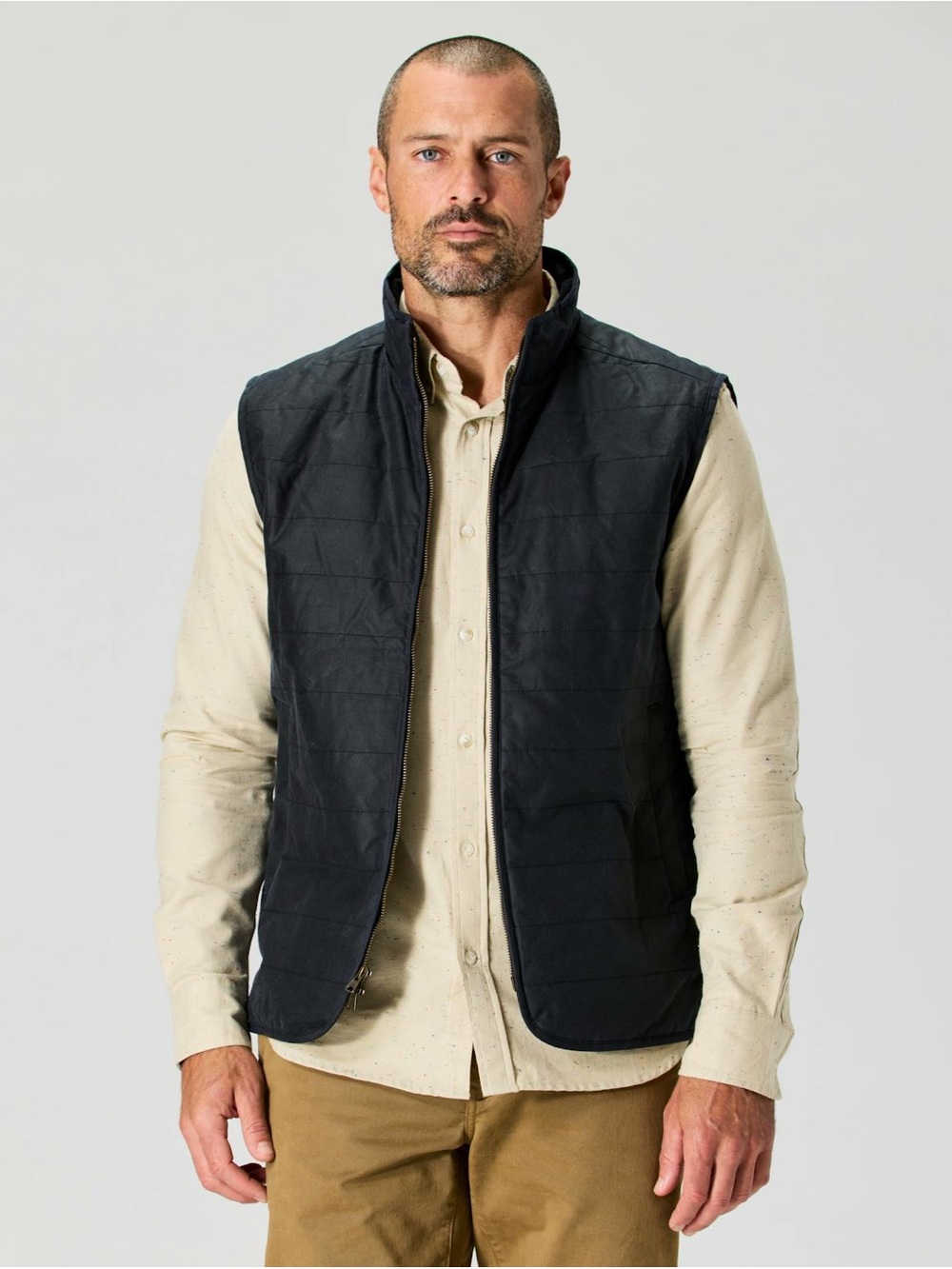 Flint and Tinder York Quilted Vest Waxed Canvas Water Resistant Navy Blue Small - Picture 3 of 15
